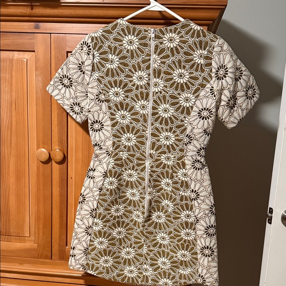 Topshop Floral Patterned Dress in Olive and Cream - Picture 6 of 7